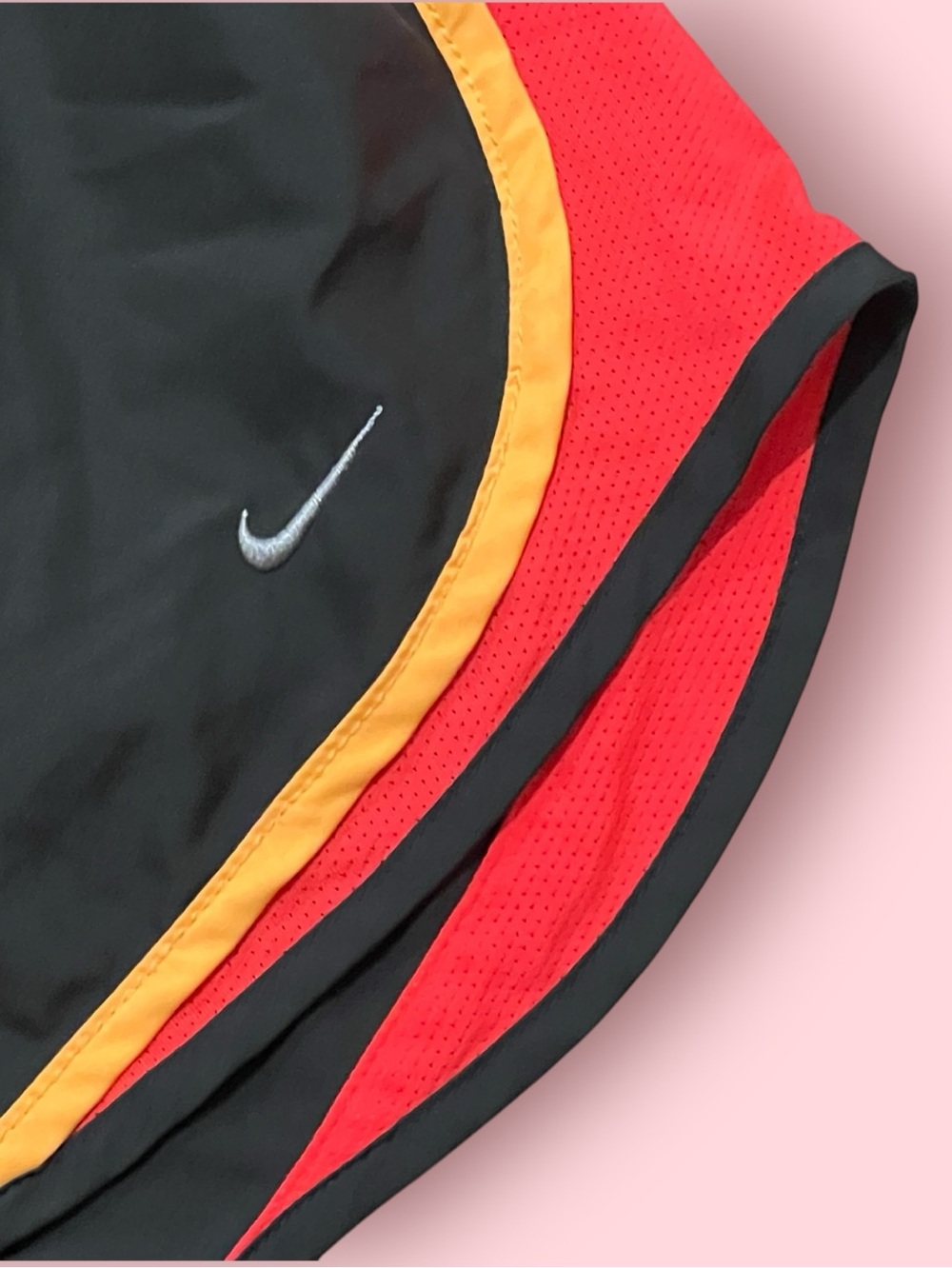 Nike Women’s Dri Fit Running Lined Shorts (Black/Orange/ Coral) - Picture 2 of 5